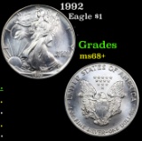1992 Silver Eagle Dollar $1 Grades Gem++ Unc