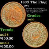 1863 The Flag Civil War Token 1c Grades Choice AU