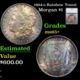 1884-o Morgan Dollar Rainbow Toned $1 Graded ms65+ By SEGS