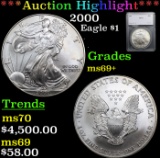 ***Auction Highlight*** 2000 Silver Eagle Dollar $1 Graded ms69+ By SEGS (fc)