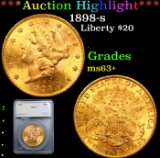 ***Auction Highlight*** 1898-s Gold Liberty Double Eagle $20 Graded ms63+ By SEGS (fc)