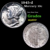 1945-d Mercury Dime 10c Grades Choice+ Unc