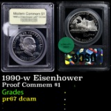 Proof 1990-w Eisenhower Modern Commem Dollar $1 Graded GEM++ Proof Deep Cameo BY USCG