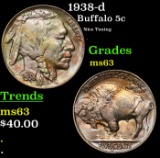 1938-d Buffalo Nickel 5c Grades Select Unc