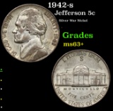 1942-s Jefferson Nickel 5c Grades Select+ Unc