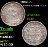 1858-o Seated Liberty Half Dime 1/2 10c Grades Select AU