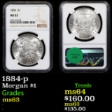 NGC 1884-p Morgan Dollar $1 Graded ms63 By NGC
