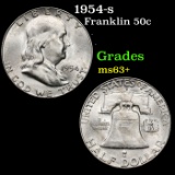 1954-s Franklin Half Dollar 50c Grades Select+ Unc