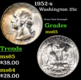 1952-s Washington Quarter 25c Grades GEM Unc