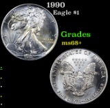 1990 Silver Eagle Dollar $1 Grades Gem++ Unc