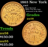 1863 New York Civil War Token 1c Grades Choice AU/BU Slider