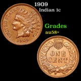 1909 Indian Cent 1c Grades Choice AU/BU Slider+