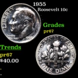 Proof 1955 Roosevelt Dime 10c Grades GEM++ Proof