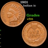 1901 Indian Cent 1c Grades vf++