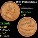 1864 Philadelphia Civil War Token 1c Grades xf+
