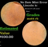 No Date Lincoln Cent Mint Error 1c Grades Choice Unc RB