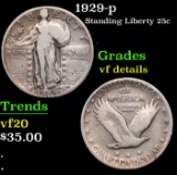 1929-p Standing Liberty Quarter 25c Grades vf details
