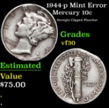 1944-p Mercury Dime Mint Error 10c Grades vf++
