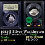 Proof 1982-S Washington Modern Commem Half Dollar 50c Graded GEM++ Proof Deep Cameo BY USCG