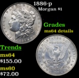 1886-p Morgan Dollar $1 Grades Unc Details