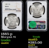 NGC 1885-p Morgan Dollar $1 Graded ms64 By NGC