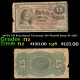 1870's US Fractional Currency 15¢ Fourth Issue Fr-1267 Grades f, fine