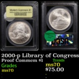 Proof 2000-p Library of Congress Modern Commem Dollar $1 Graded GEM++ Proof Deep Cameo BY USCG