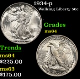 1934-p Walking Liberty Half Dollar 50c Grades Choice Unc