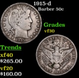 1915-d Barber Half Dollars 50c Grades vf++