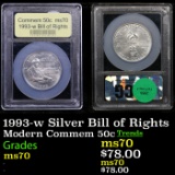 1993-w Bill of Rights Modern Commem Half Dollar 50c Graded ms70, Perfection BY USCG