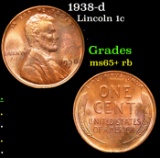 1938-d Lincoln Cent 1c Grades Gem+ Unc RB