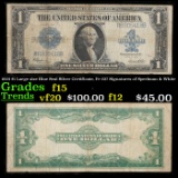 1923 $1 Large size Blue Seal Silver Certificate, Fr-237 Signatures of Speelman & White Grades f+