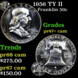 Proof 1956 TY II Franklin Half Dollar 50c Grades GEM++ Proof Cameo