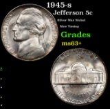 1945-s Jefferson Nickel 5c Grades Select+ Unc