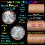 ***Auction Highlight*** Solid Uncirculated Peace silver dollar roll 1924 & P Ends, 20 coins (fc)