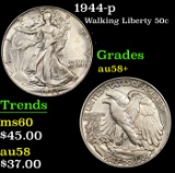 1944-p Walking Liberty Half Dollar 50c Grades Choice AU/BU Slider+