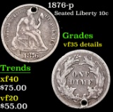 1876-p Seated Liberty Dime 10c Grades VF Details