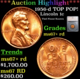 ***Auction Highlight*** 1956-d Lincoln Cent TOP POP! 1c Graded ms67+ rd By SEGS (fc)
