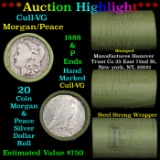 ***Auction Highlight*** 1888 Morgan & P Peace Ends Cull-VG Mixed Morgan/Peace Silver Dollar Shotgun