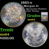 1883-o Morgan Dollar Rainbow Toned 1 Graded ms64 By SEGS