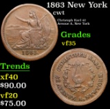 1863 New York Civil War Token 1c Grades vf++