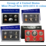 Group of 4 United States Mint Proof Sets 1970-1973, 21 coins
