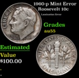 1960-p Roosevelt Dime Mint Error 10c Grades Choice AU