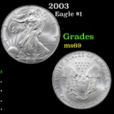 2003 Silver Eagle Dollar $1 Grades ms69