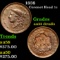 1838 Coronet Head Large Cent 1c Grades au details