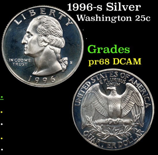 Proof 1996-s Silver Washington Quarter 25c Grades GEM++ Proof Deep Cameo