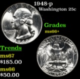 1948-p Washington Quarter 25c Grades GEM++ Unc