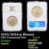 NGC 1935/1934-p Boone Old Commem Half Dollar Old NGC Holder 50c Graded ms64 By NGC