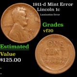 1911-d Lincoln Cent Mint Error 1c Grades vf, very fine