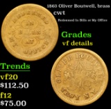 1863 Oliver Boutwell, brass Civil War Token 1c Grades vf details